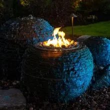 Fire sphere at night, built by iPond and Landscapes