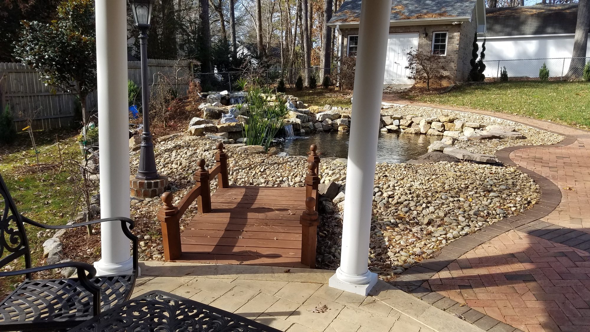 11x16 koi pond with bridge, Cary, built by iPond and Landscapes