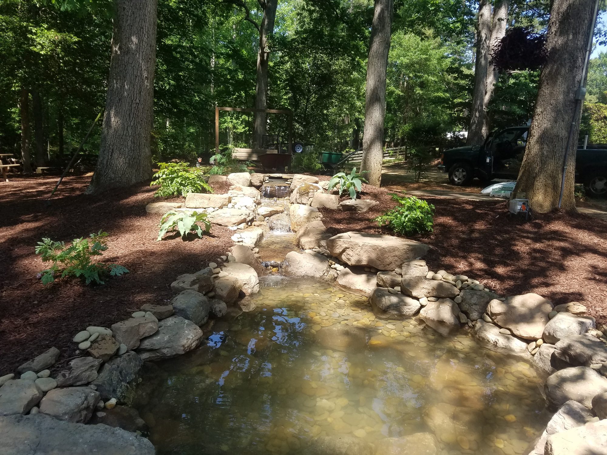 8x11 pond, Cary, built by iPond and Landscapes