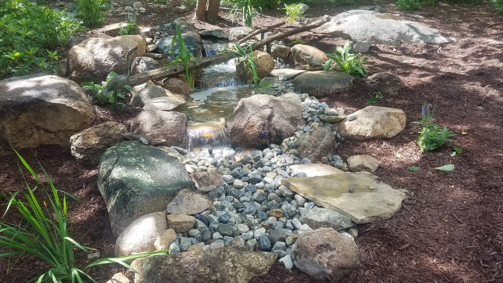 8 ft pondless waterfall, Chapel Hill, built by iPond and Landscapes