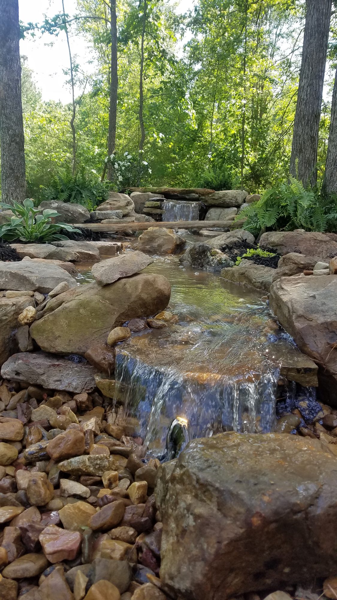 Pondless waterfall, Raleigh, built by iPond and Landscapes