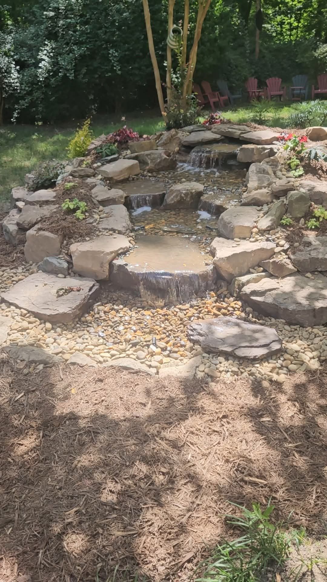 Pondless waterfall rehab, Cary, built by iPond and Landscapes